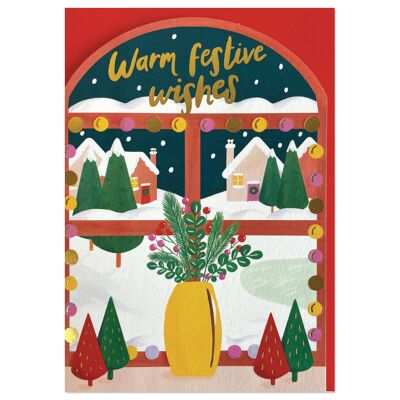 Calmante tarjeta de Navidad 'cálidos deseos festivos'