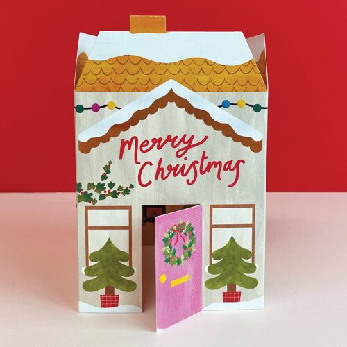 '3D fold-out Christmas house' Christmas card
