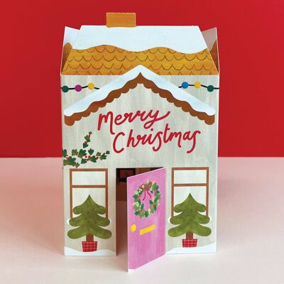 '3D fold-out Christmas house' Christmas card