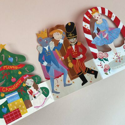 Tarjeta de Navidad 'Pliegue en acordeón inspirado en Cascanueces 3D'