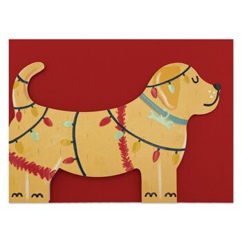 Carte de Noël amusante « Chiot Labrador dans les lumières de Noël » 1