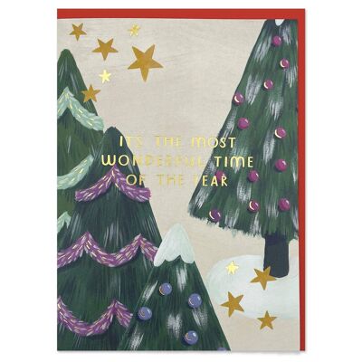 Baum-Weihnachtskarte „Es ist die schönste Zeit des Jahres“.