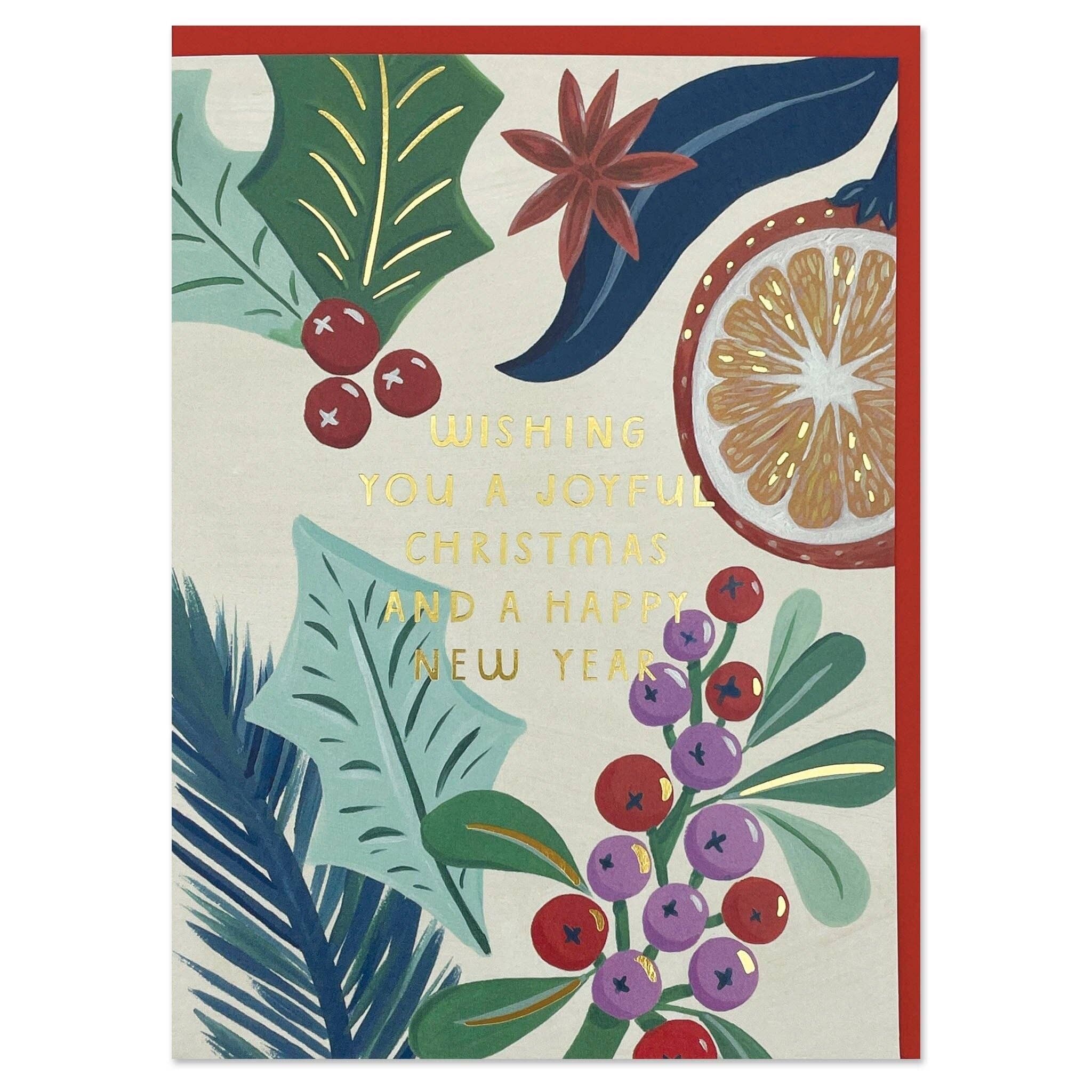 'Wishing you a joyful Christmas and a happy new year' Christmas card