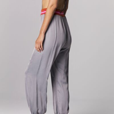 SONYA Satin Jogger Style Pants With Elastic Waistband in Gray