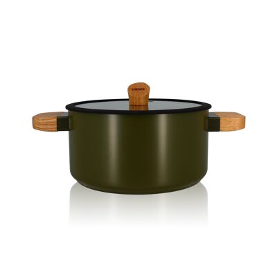 Ector stewpot 24cm in khaki aluminum with wooden handle