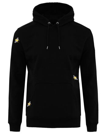 Sweat Capuche Brodé Abeille Noir Femme