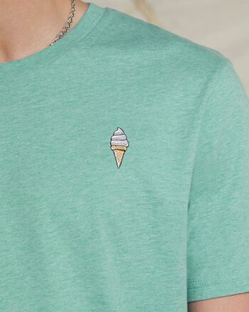 T-Shirt Brodé Ice Cream Vert Chiné 2