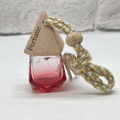 Red Glass & Wooden Top With String Car Diffuser Freshener