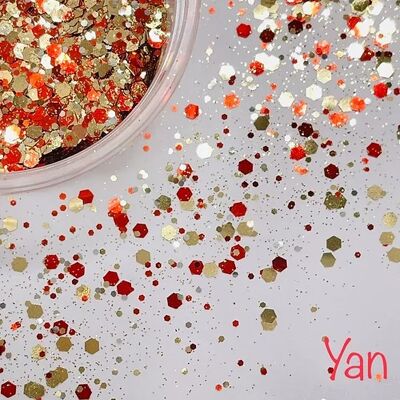 YAN - Gold and Red - 10g Cosmetic Glitter