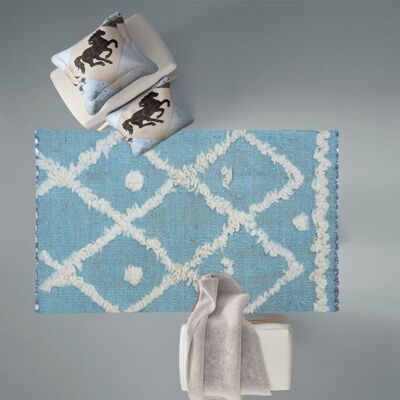 IKAT Greyish Teal Kilim Rug