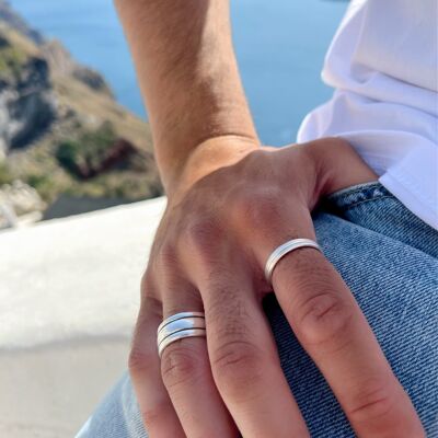 Wide Rings Silver, RIngs Men, Adjustable Rings, Mens Rings, Mens Jewelry, Rings for Men, Gift for Him, Made in Greece.