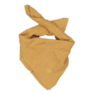 Baby swaddle embroidered in cotton gauze Caramel