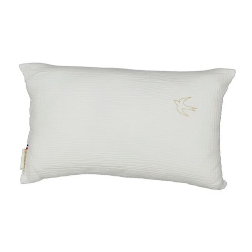 Coussin 30 x 50 brodé Hirondelle, Chantilly