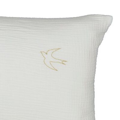 Cushion 50 x 50 embroidered cotton gauze, Chantilly