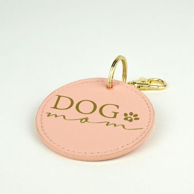 Porte clefs "Dog mom" - Rose