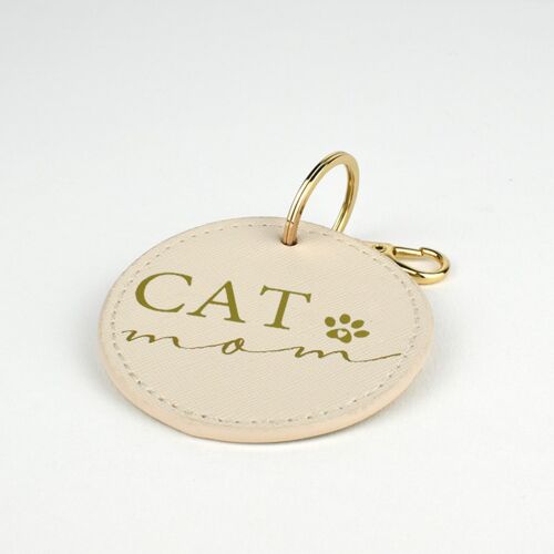 Porte clefs "Cat mom" - Beige