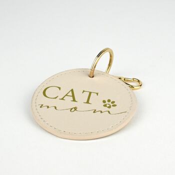 Porte clefs "Cat mom" - Beige