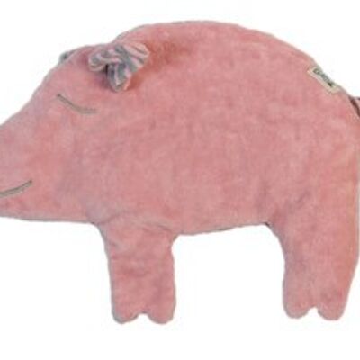 Coussin chauffant bio/éco, cochon, rose (velours), SCK-4