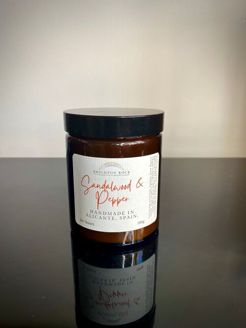 Sandalwood and Pepper in Amber Jar 150g