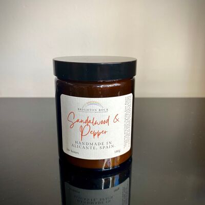 Sandalwood and Pepper in Amber Jar 150g