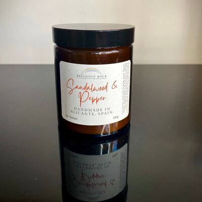 Sandalwood and Pepper in Amber Jar 150g