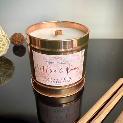 Velvet Oud & Peony in Rose gold with Wooden Wick 190g