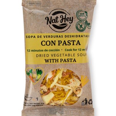 Dehydrated vegetable soup with NatHey pasta