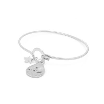 "One in a million" bangle in matt silver