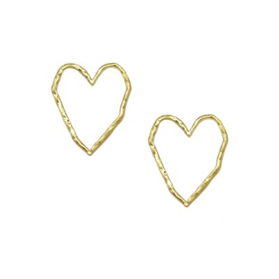 Irregular heart silhouette earring in hammered matt gold