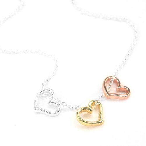 Silhouette heart trio necklace