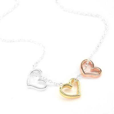 Silhouette heart trio necklace