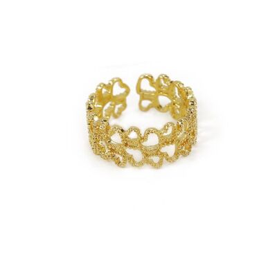 Filigree hearts open ring in gold