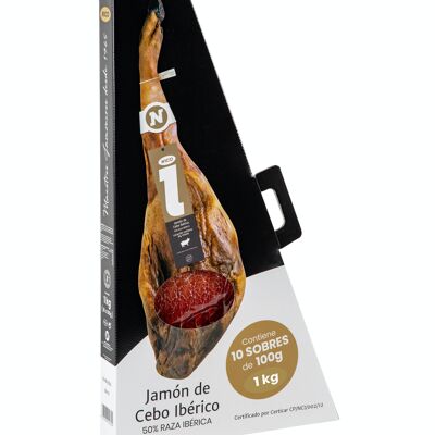 Paquet de tranches de Jambon Ibérique de Cebo 50% race Ibérique 10 sachets X 100g