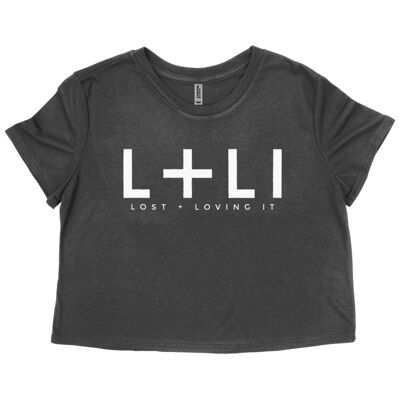 L+LI Ladies Flowy Cropped Tee '21 in MAUVE/DARK GREY HEATHER - Dark Grey Heather