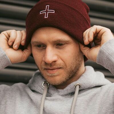 Outline PLUS Beanie - Mustard/Grey/Burgundy/Black - Burgundy