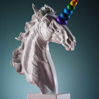 Regenbogen-Einhorn, moderne Skulptur für Heimtextilien