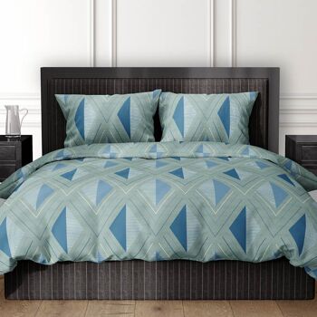 Housse de couette Satin D'Or Izumi Bleu/Vert 270x220 2