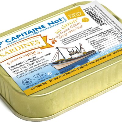 Sardines in organic* olive oil and organic* lemon﻿ - 1/6