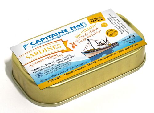 Sardines à l’huile d’olive bio* et citron bio* SANS SEL AJOUTE - 1/10