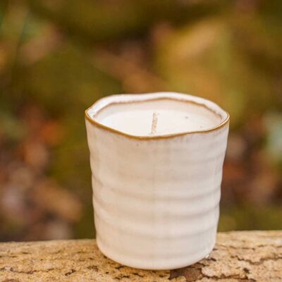 Cream ceramic garden candle