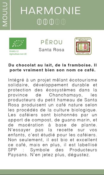 Harmonie café bio du Pérou  MOULU 1