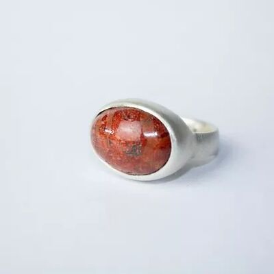 Anillo coral plata