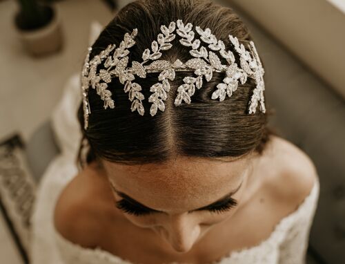 Serre-tête de mariage oriental chic en  Zircone  Princessa Zircon - Plaqué or jaune