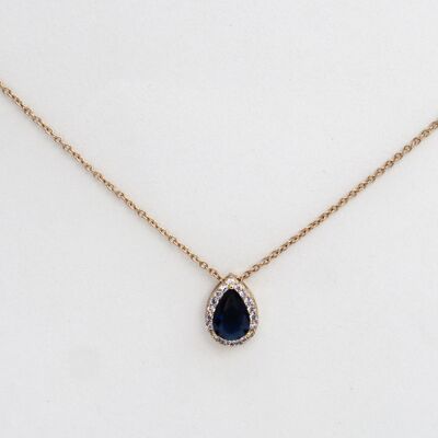 Collier Ela zircon bleu marine et plaqué or jaune