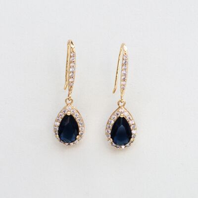 Boucles d'oreilles bleu marine mariage oriental chic Ela - Plaqué or jaune