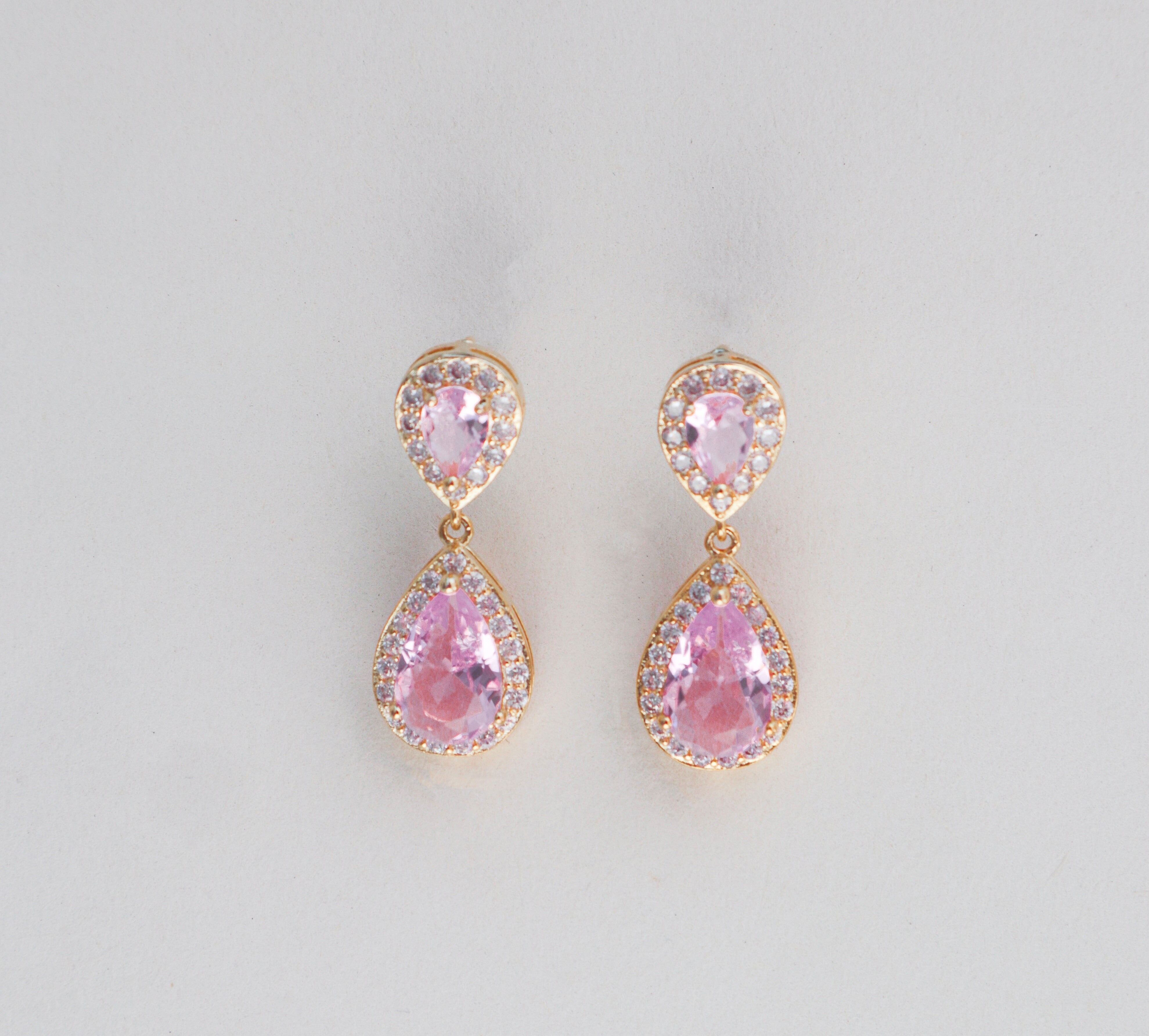 ROSA rosa orientalische Hochzeitsohrringe - Smaragdgrün