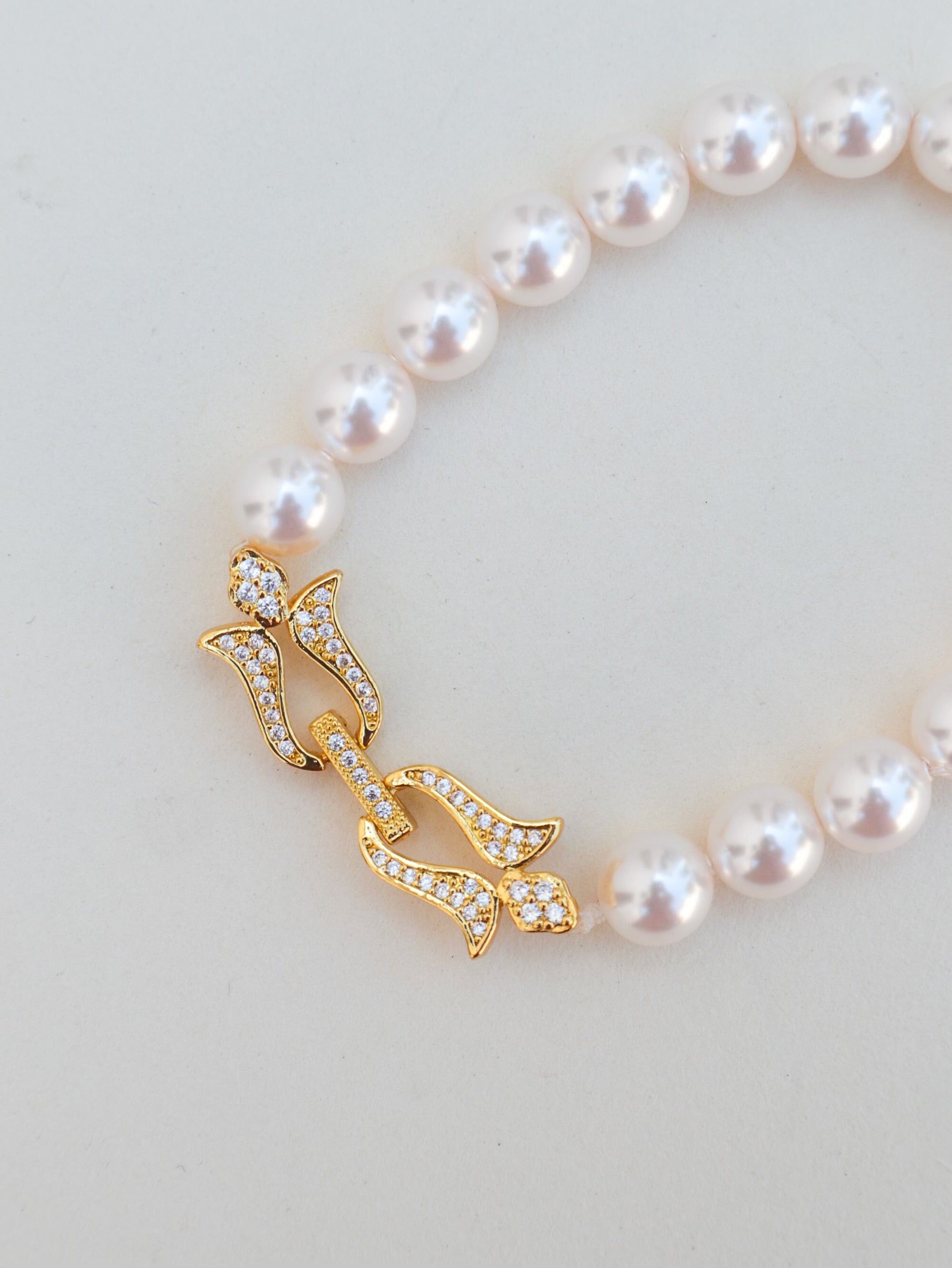 Perlenhochzeitsarmband mit Perlen und Zirkoniaverschluss - 16 cm