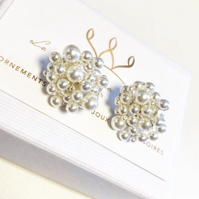 Boucles d'oreille mariage en perles PEARLS - Blanche