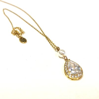 Collier de mariage zircon et perles Les précieuses - Plaqué or blanc