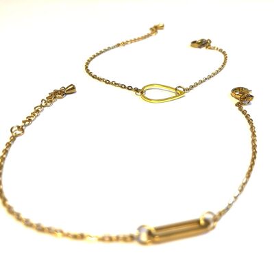 Bracelet Anneau Minimaliste doré en acier inoxydable collection Zina